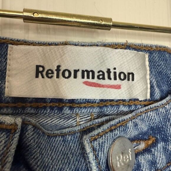 Reformation Jord Kick Flare Jean Women 24 Blue‎ Wash Denim Festive Casual - Picture 3 of 9